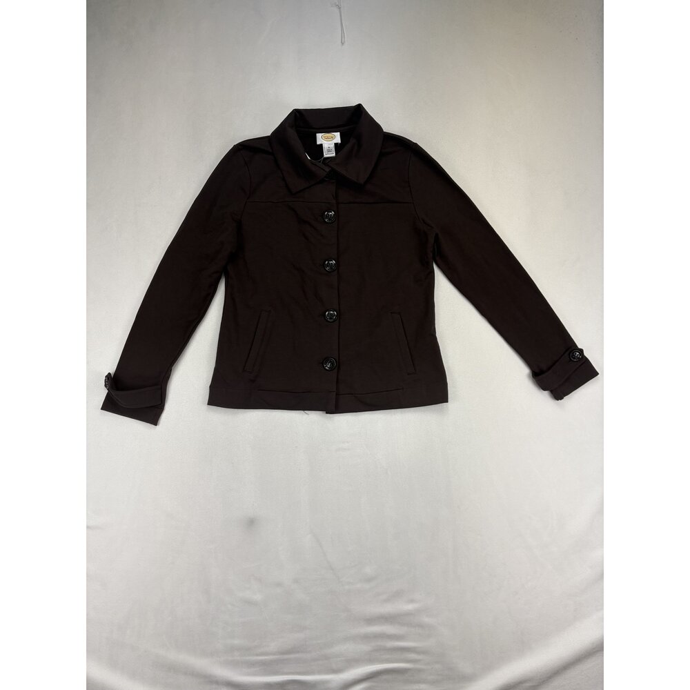 Talbots Women's Button-Front Knit Jacket Size M Brown - Picture 2 of 10